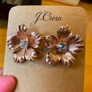J. Crew rose gold flower earrings NWT